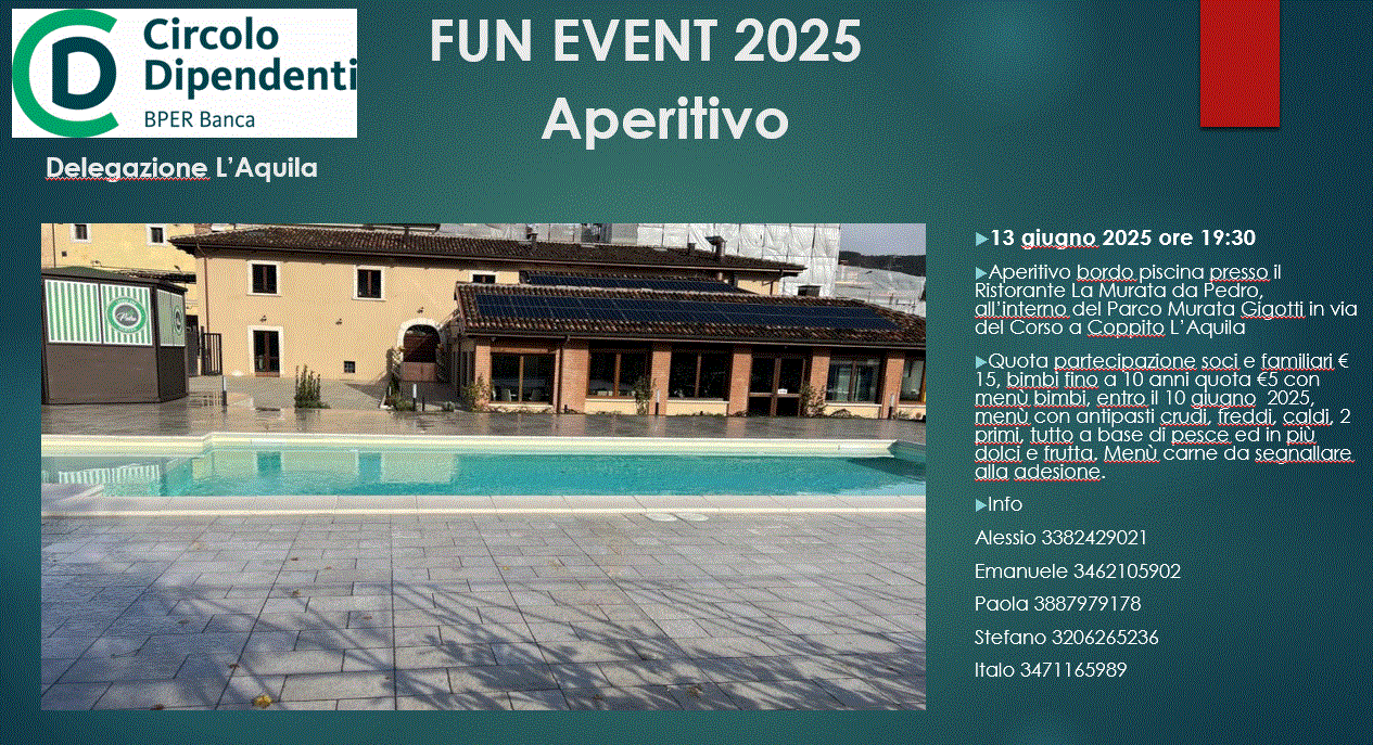 FUN EVENT 2025 CIRCOLO DIPENDENTI BPER SEZIONE L’AQUILA 13 GIUGNO 2025