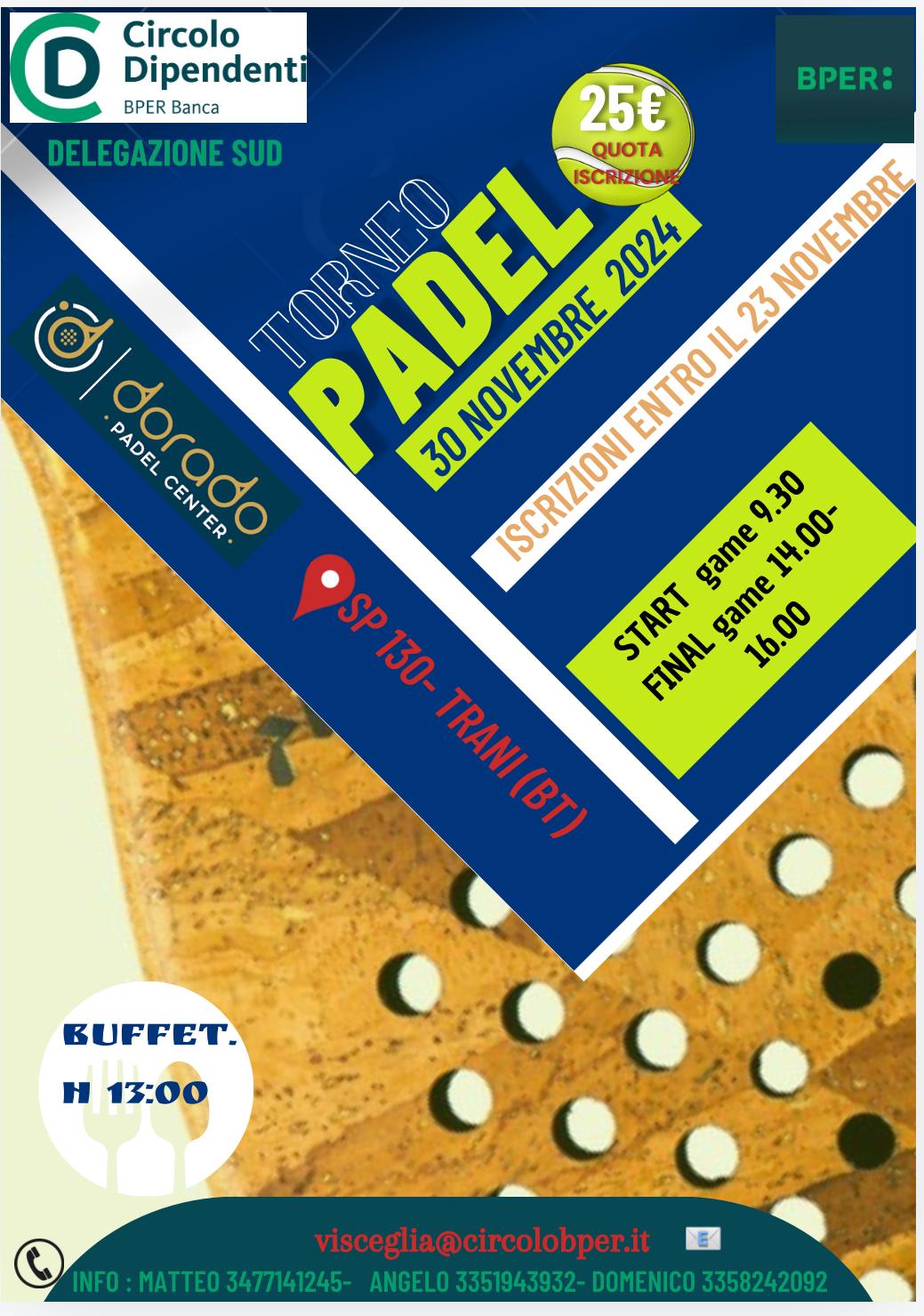FOTO BPER PADEL CUP 2024-TORNEO INTERREGIONALE SABATO 30/11/2024 A TRANI 