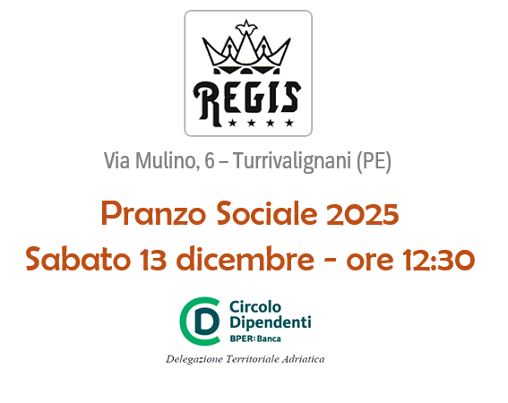 PRANZO SOCIALE 13/12 – SAVE THE DATE
