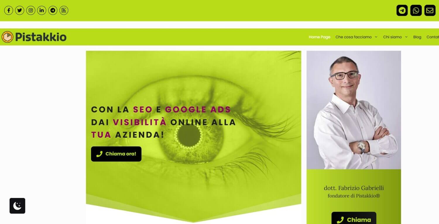 Schermata Home Page Pistakkio